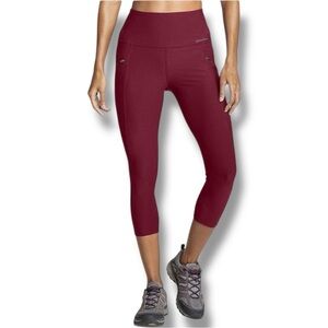EDDIE BAUER Women’s Trail Tight Capris - High Rise Dark Berry XL